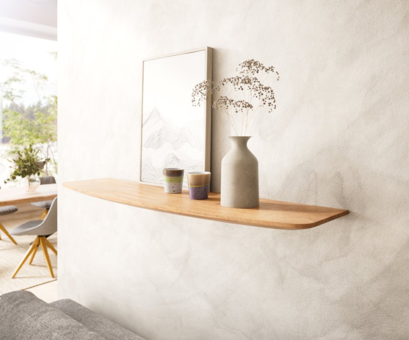 Nástěnná police švýcarská hrana Edge 100 cm přírodní akácie masivní