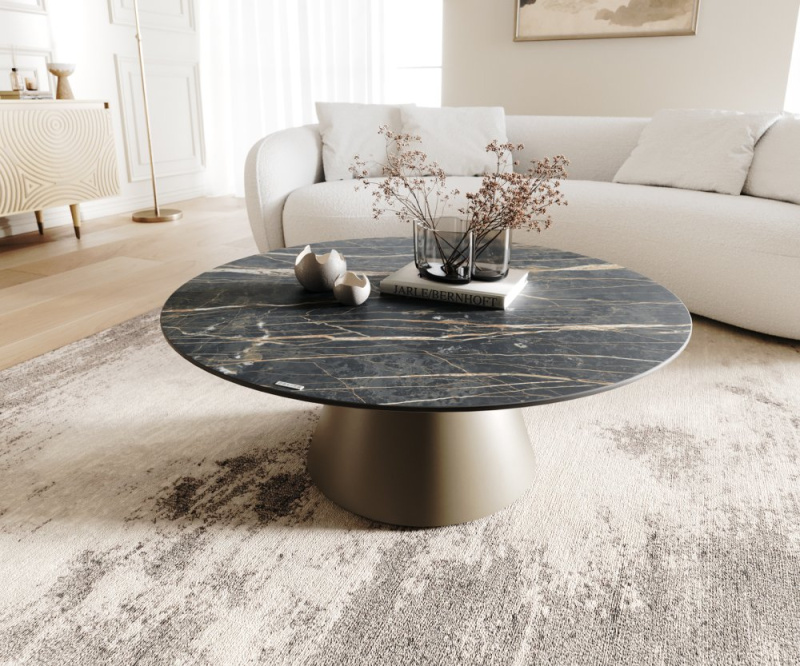 Konferenční stolek Borna 100x100 cm keramika Laminam®Noir Desir hnědá