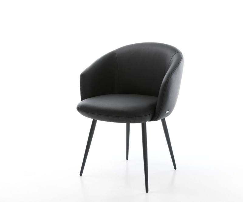 Jídelní židle Caja-Flex podnož zúžená kovová černá pravá kůže černá