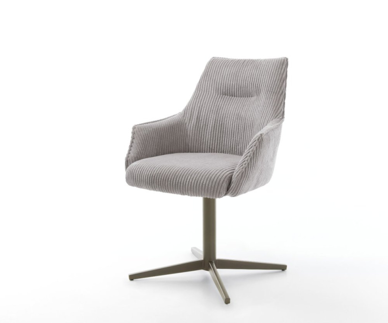 Jídelní židle Alja-Flex s područkami manšestr stříbrnošedá podnož