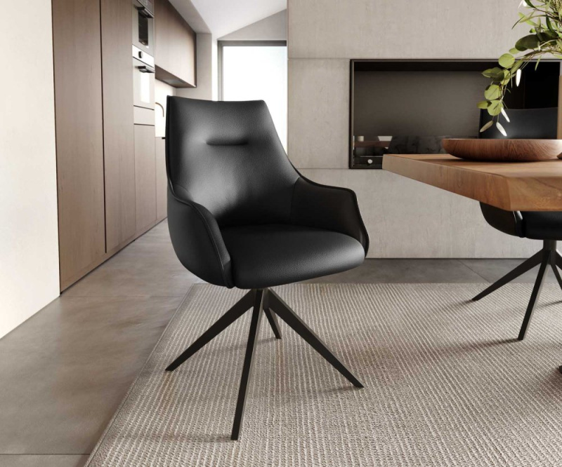 Otočná židle Alja-Flex s područkami křížová podnož široká kov černá