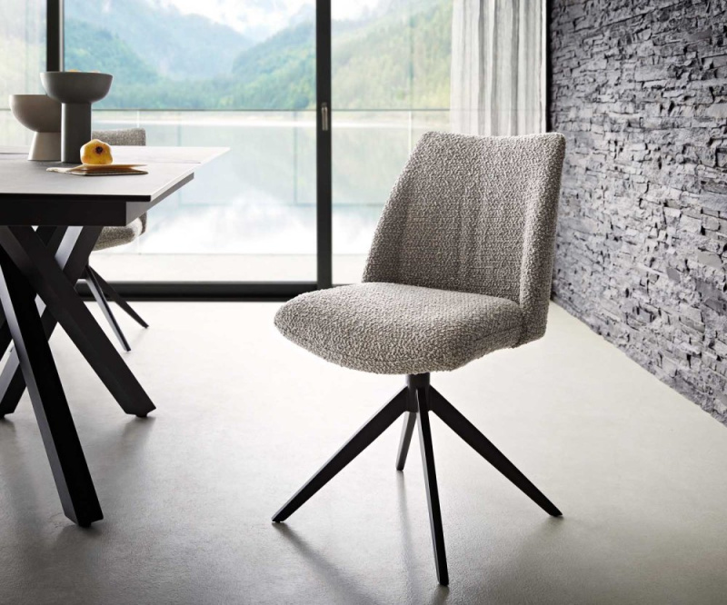 Otočná židle Elso-Flex křížová podnož široká kov černá bouclé