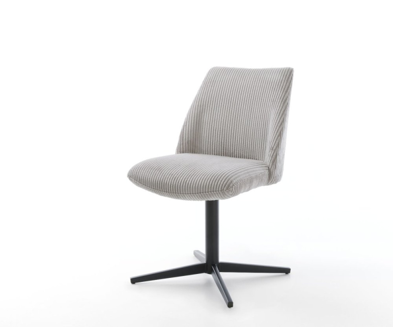 Jídelní židle Elso-Flex manšestr stříbrnošedá podnož černá otočná