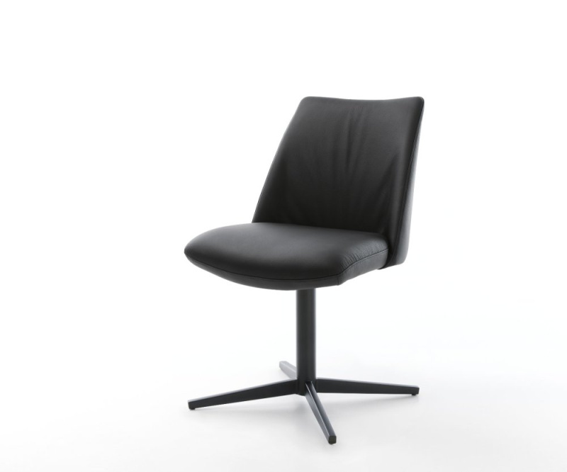 Jídelní židle Elso-Flex pravá kůže černá podnož černá otočná o 360°