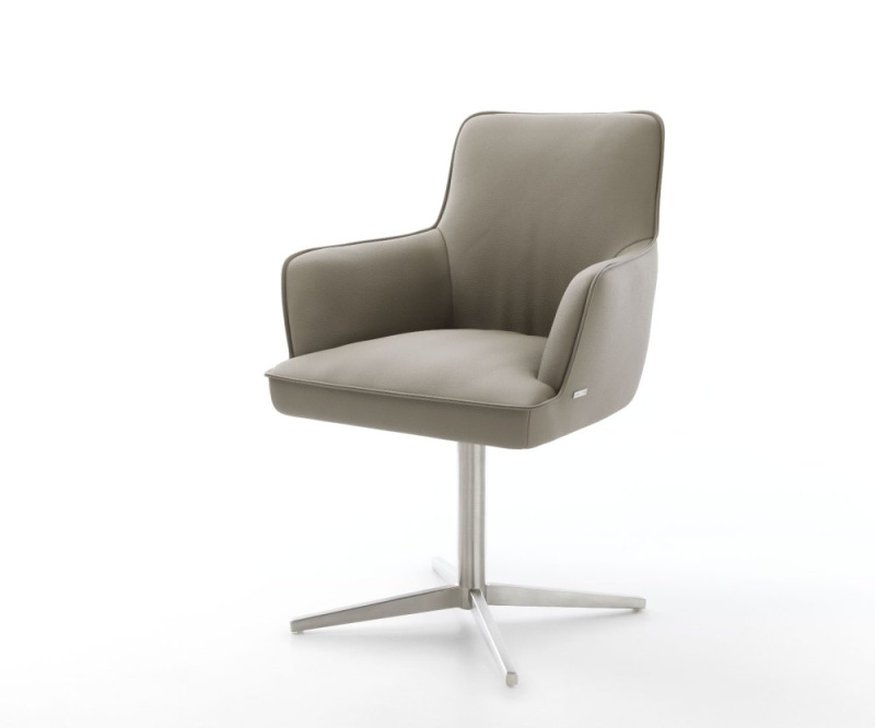 Jídelní židle Heira-Flex s područkami pravá kůže béžová podnož