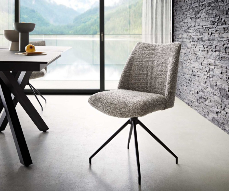 Otočná židle Elso-Flex křížová podnož zúžená kovová černá bouclé