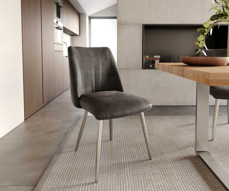 Jídelní židle Elso-Flex zúžená podnož nerezová ocel mikrovlákno