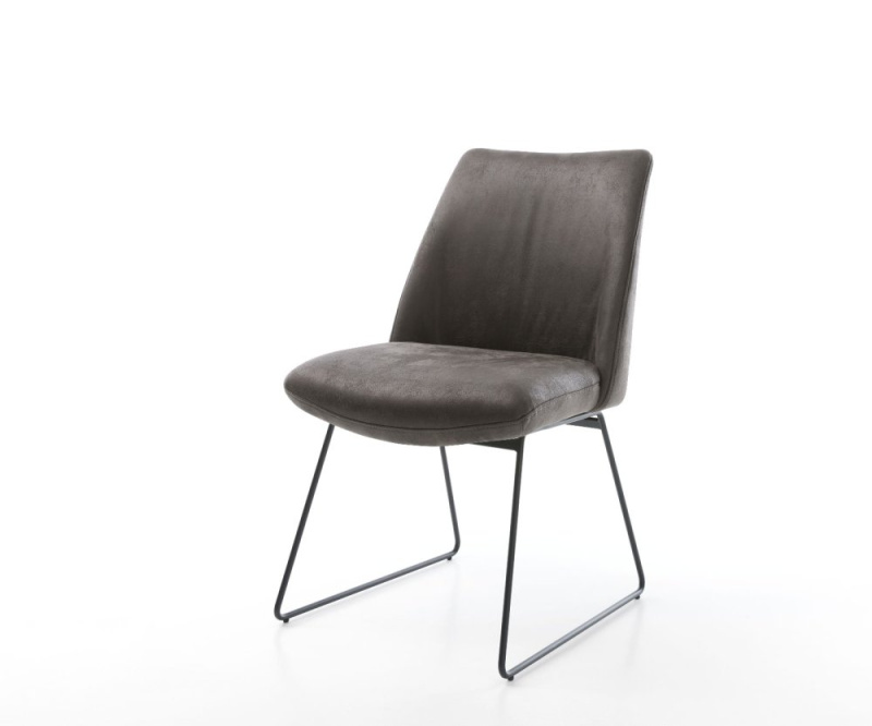Jídelní židle Elso-Flex tenká podnož kovová černá mikrovlákno antracit