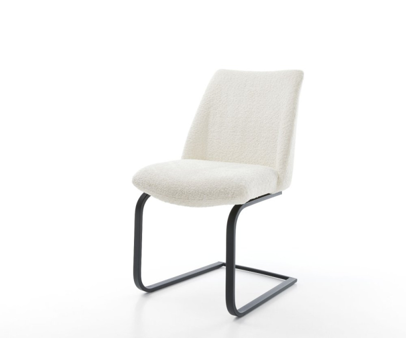 Jídelní židle Elso-Flex konzolová podnož plochá kov černá bouclé bílá