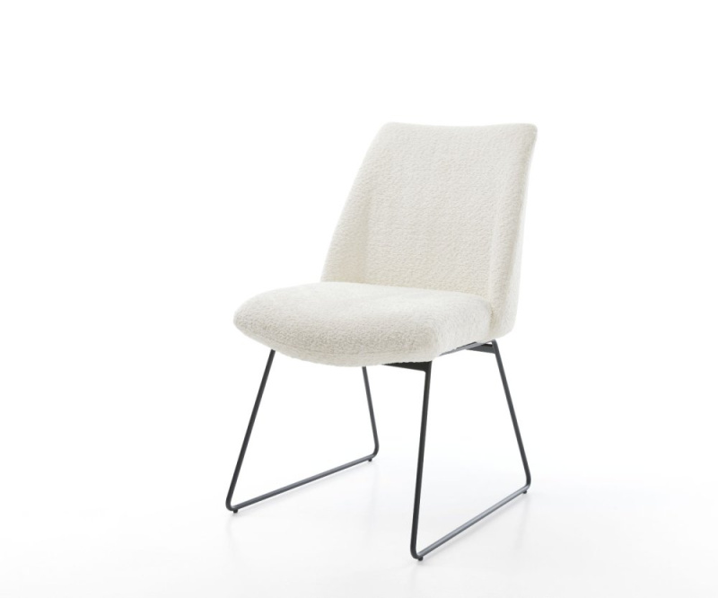 Jídelní židle Elso-Flex tenká podnož kovová černá bouclé bílá