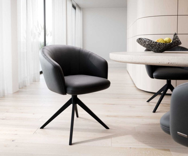 Otočná židle Caja-Flex s područkami křížová podnož široká kov černá