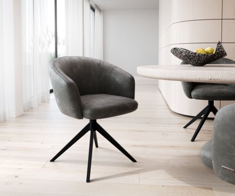 Otočná židle Caja-Flex s područkami křížová podnož široká kov černá