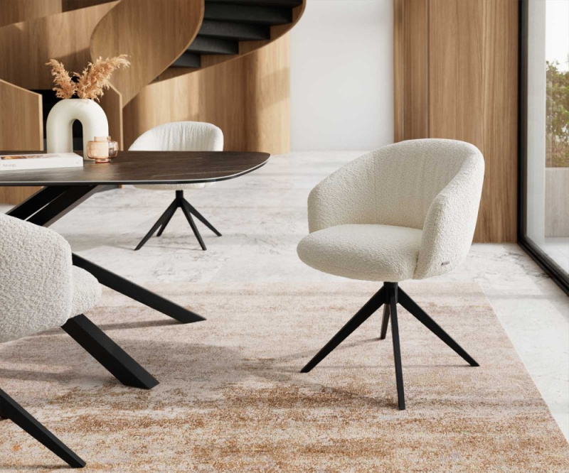 Otočná židle Caja-Flex s područkami křížová podnož široká kov černá