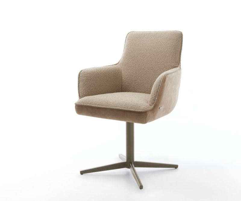 Jídelní židle Heira-Flex s područkami mix materiálů béžová efekt