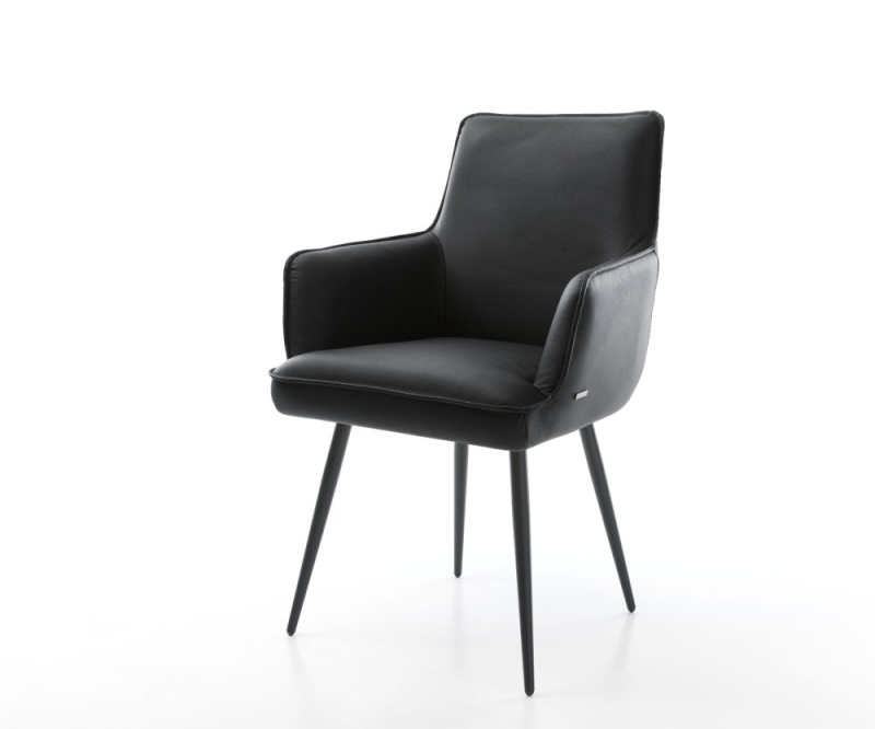 Jídelní židle Heira-Flex podnož zúžená kovová černá pravá kůže černá