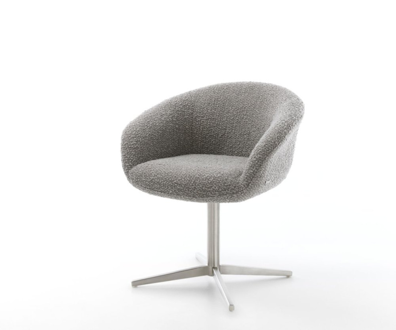 Jídelní židle Vinka-Flex s područkami bouclé stříbrnošedá podnož