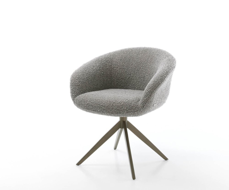 Jídelní židle Vinka-Flex s područkami křížová podnož široká kov bouclé