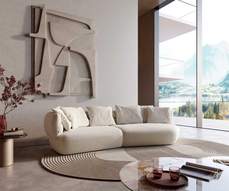 Pohovka Roya 320x140 cm bouclé krémově bílá