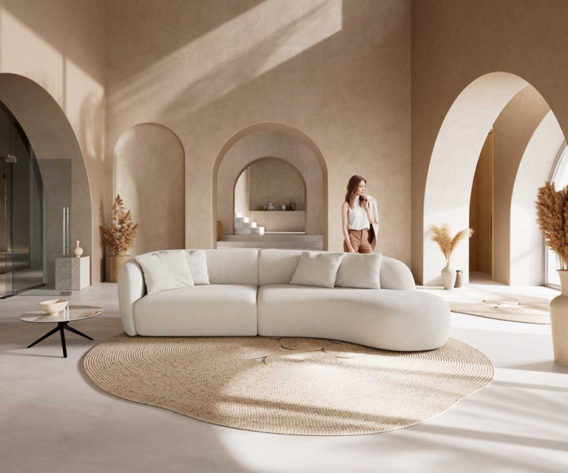 Pohovka Mairi 330x160 cm bouclé krémově bílá