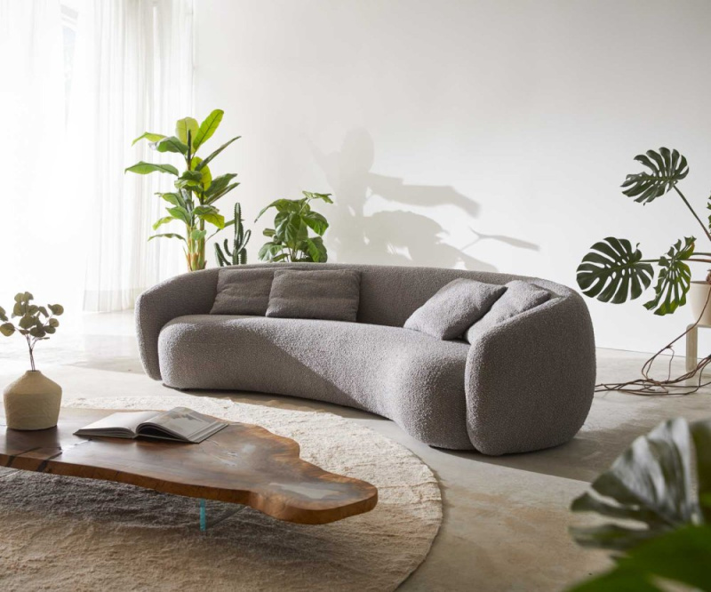 Pohovka Larna 260x120 cm bouclé stříbrno-šedá