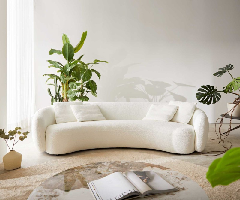 Pohovka Larna 260x120 cm bouclé krémově-bílá