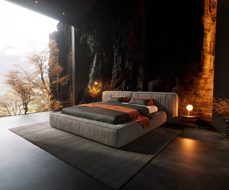 Čalouněná postel Coperti 180x200 cm mikrovlákno šedá