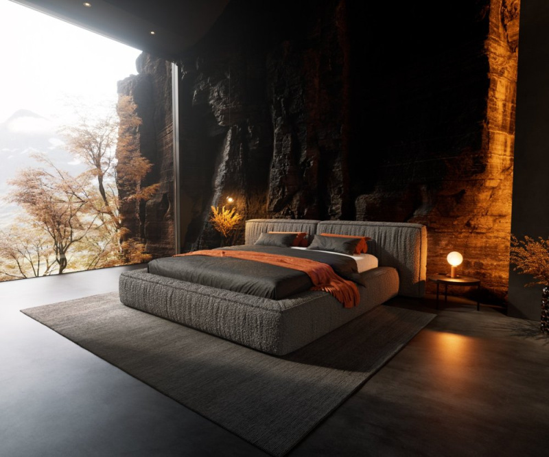 Čalouněná postel Coperti 180x200 cm bouclé stříbrně šedá