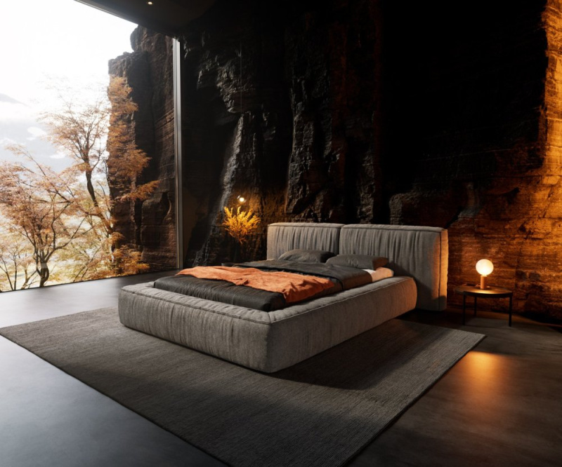 Čalouněná postel Coperti 140x200 cm mikrovlákno šedá