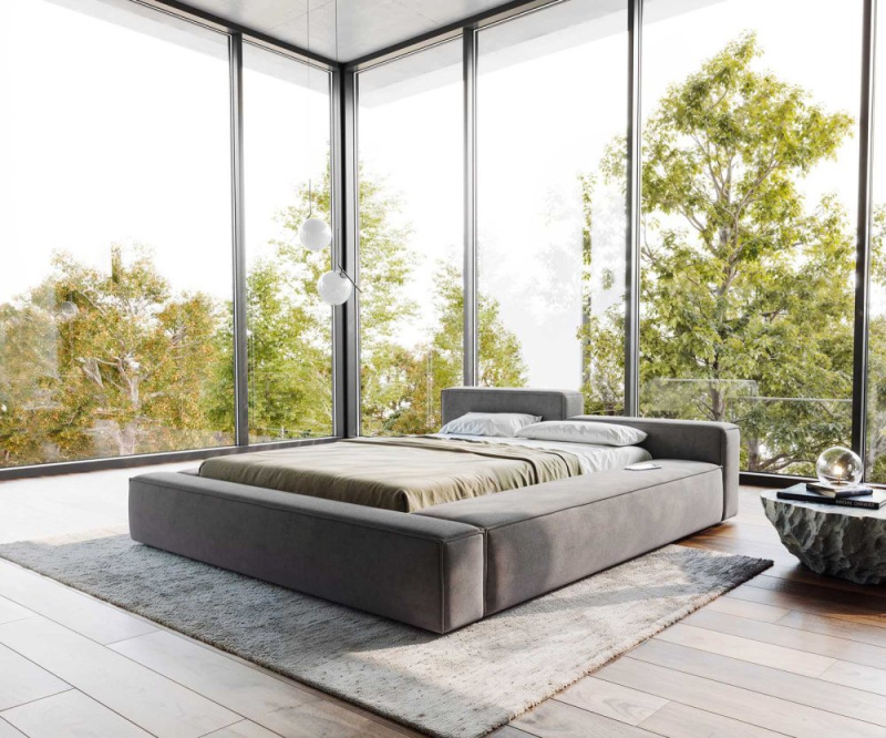 Čalouněná postel Kalinea 140x200 cm mikrovlákno šedá