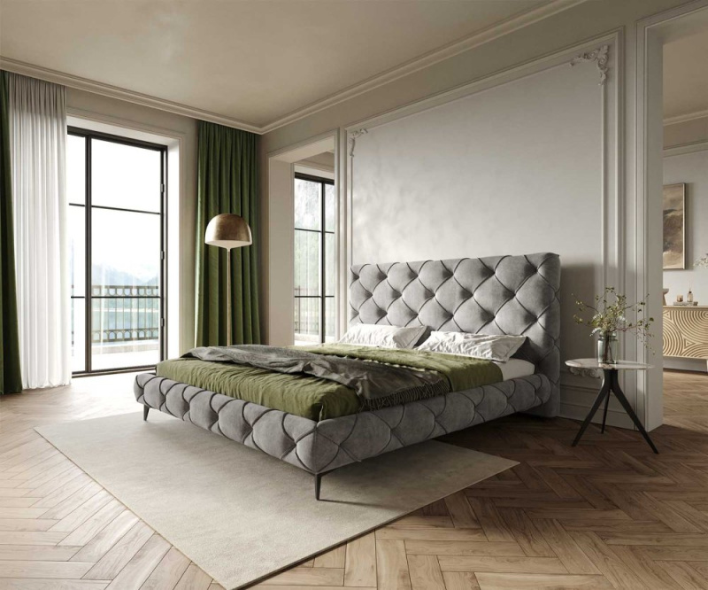 Čalouněná postel Nayara 180x200 cm mikrovlákno šedá