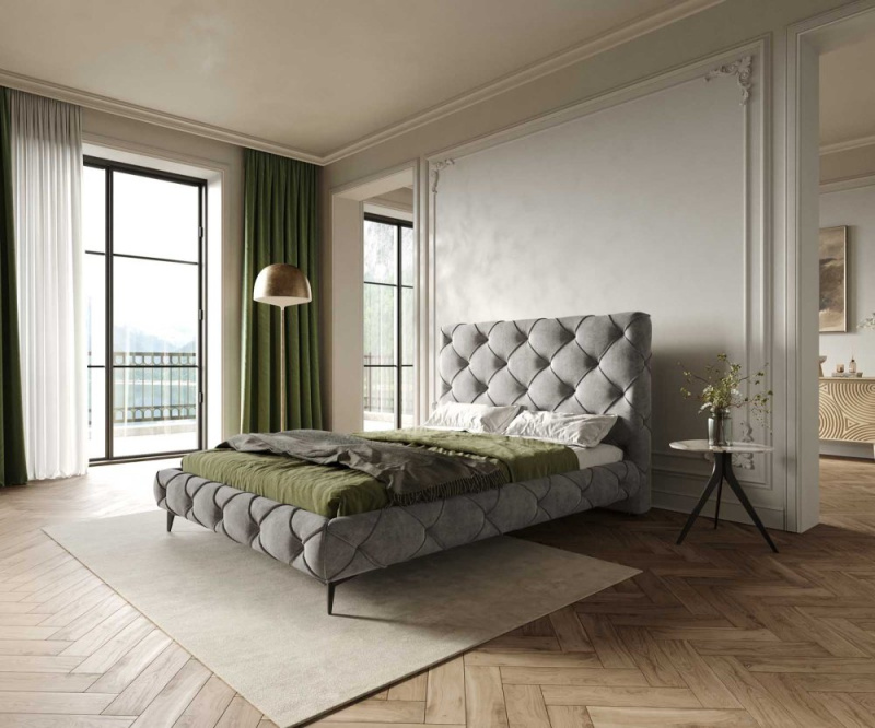 Čalouněná postel Nayara 140x200 cm mikrovlákno šedá