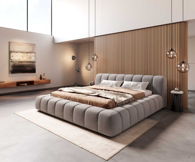 Čalouněná postel Cutio 180x200 cm mikrovlákno šedá