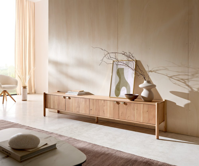 TV stolek Caius 220 cm akácie Aura 4 dvířka