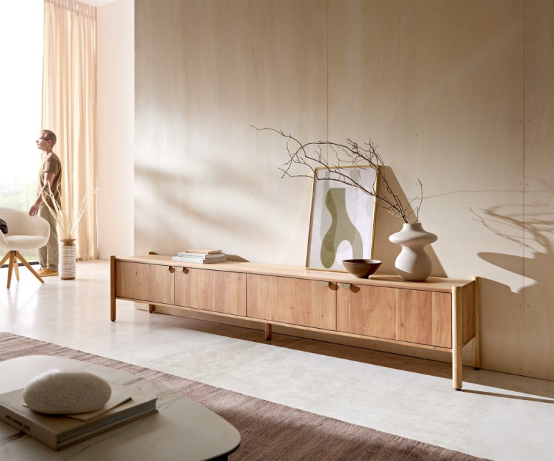 TV stolek Caius 240 cm akácie Aura 4 dvířka