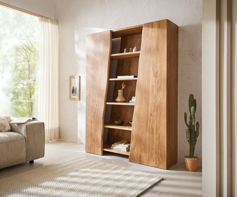 Police Live-Edge 140x195 cm přírodní akácie 2 dvířka