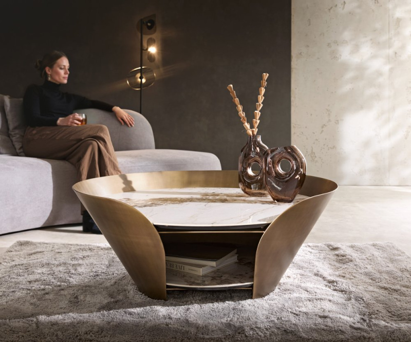 Konferenční stolek Skafi 100x40 cm keramika Minas Melange zlatá