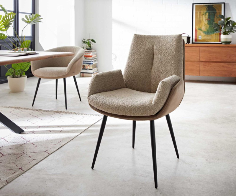 Jídelní židle Clea-Flex béžová zaoblená podnož černá 180° otočná