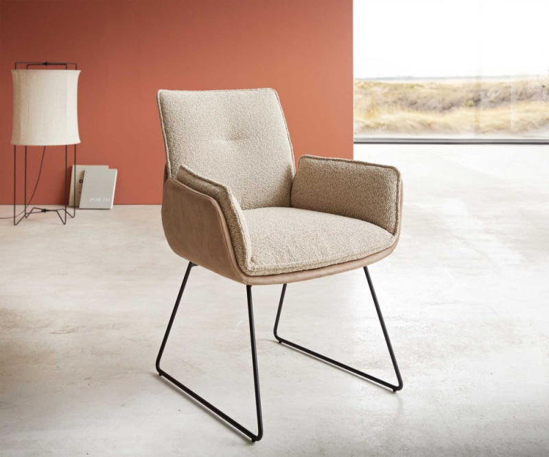 Jídelní židle Nela-Flex béžová sáně podnož černá