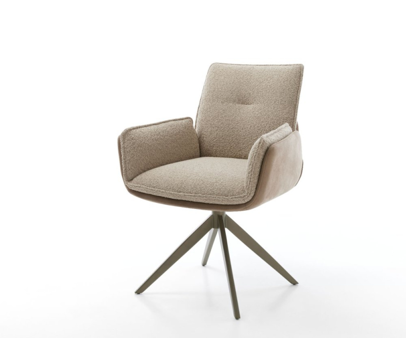 Otočná židle Nela-Flex směs materiálů béžová křížová podnož široká