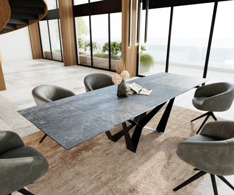 Jídelní stůl Edge 200-300x100 keramika Laminam®Nero Greco antracit