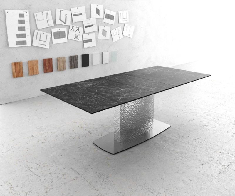 Jídelní stůl Edge 180-220x100 keramika Laminam®Nero Greco antracitová