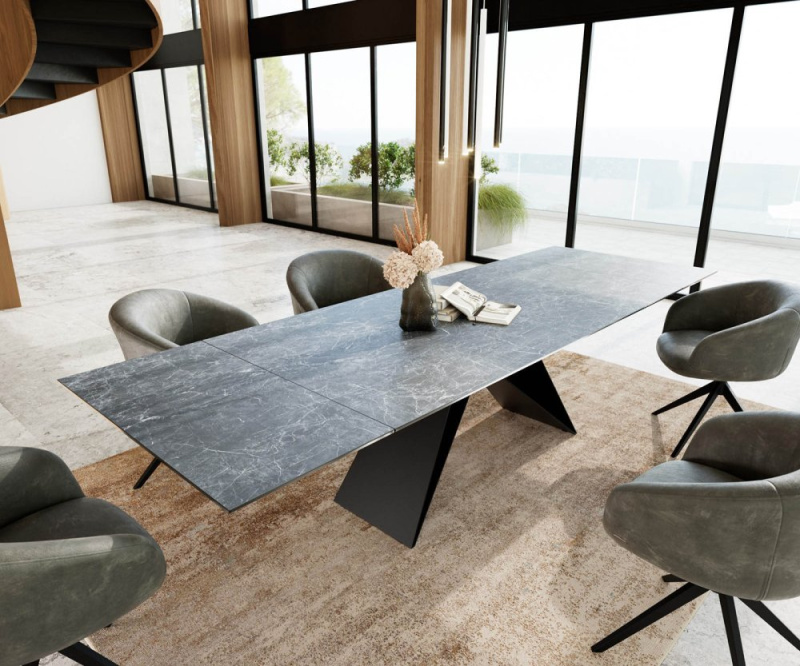 Jídelní stůl Edge 200-300x100 keramika Laminam®Nero Greco antracit