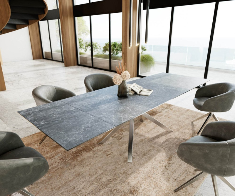Jídelní stůl Edge 200-300x100 keramika Laminam®Nero Greco antracitová