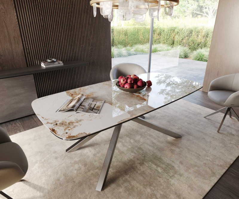 Jídelní stůl Edge Boot 200x100 keramika Minas Melange bílo-béžová