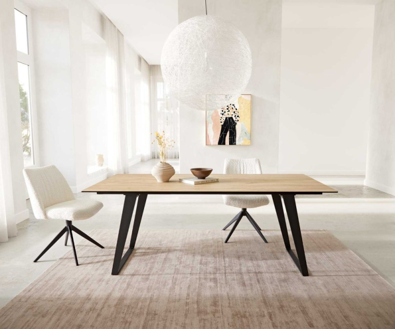 Jídelní stůl Edge 200x100 keramika Laminam® Sabbia kov zkosená černá