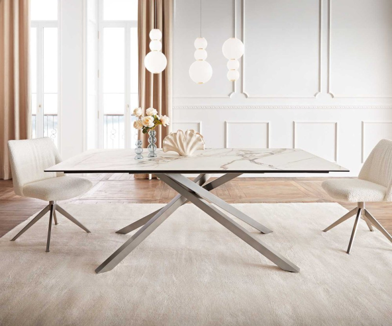 Jídelní stůl Edge 200x100 keramika Calacatta Luxe bílo-zlato-šedá