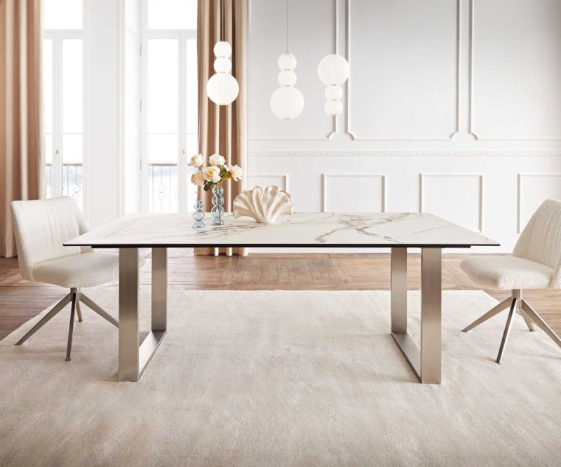 Jídelní stůl Edge 200x100 keramika Calacatta Luxe bílo-zlato-šedá