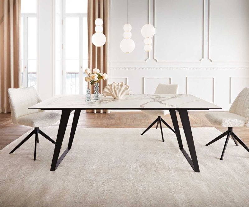 Jídelní stůl Edge 200x100 keramika Calacatta Luxe bílo-zlato-šedá