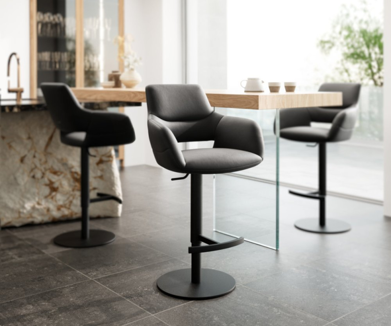 Barová židle Yago-Flex otočná podnož výškově nastavitelná kovová černá