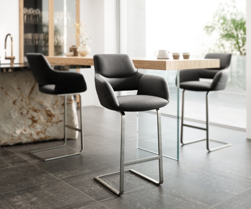 Barová židle Yago-Flex konzolová podnož plochá nerezová ocel pravá